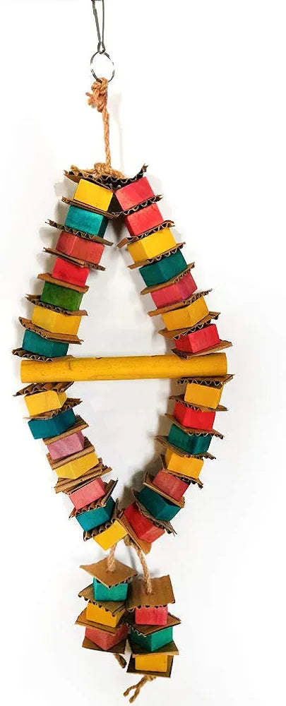 Bird Toys Parrot Toys For Large Birds Cardboard Big Bird Toys Natural Wooden Bird Cage Chewing Toy 1Pcs Double Skewers