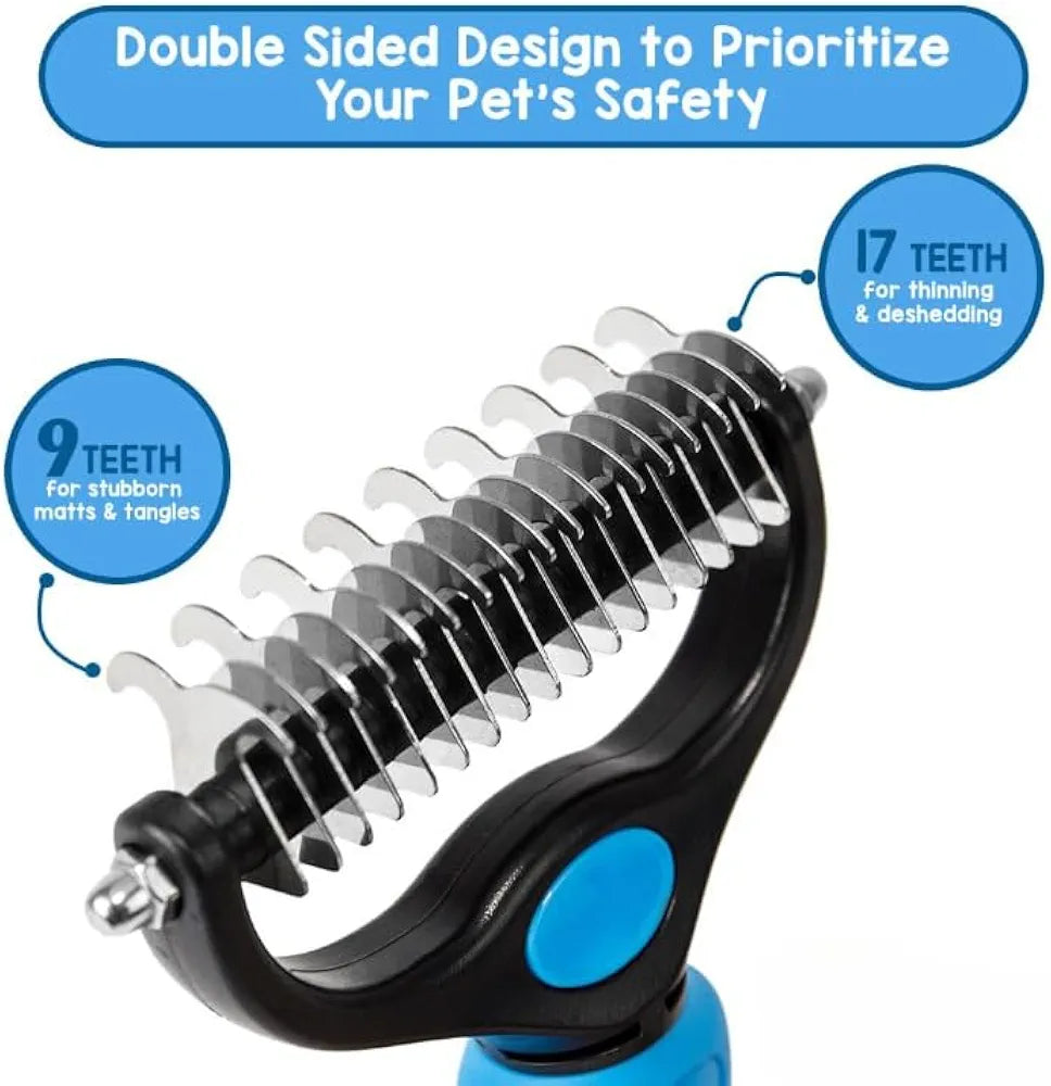 Grooming Brush - Double Sided Shedding and Dematting Undercoat Rake Comb for Dogs and Cats,Extra Wide,Dog Grooming Brush, Dog Shedding Brush