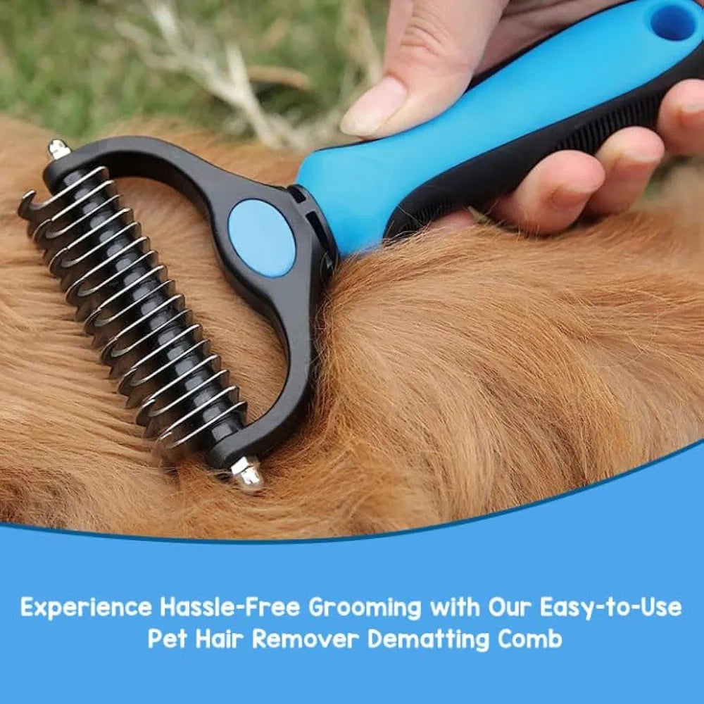 Grooming Brush - Double Sided Shedding and Dematting Undercoat Rake Comb for Dogs and Cats,Extra Wide,Dog Grooming Brush, Dog Shedding Brush