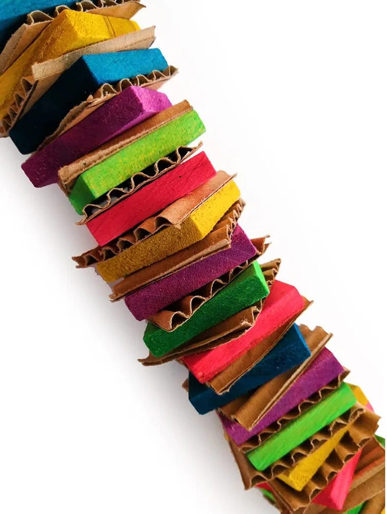 Bird Toys Parrot Toys For Large Birds Cardboard Big Bird Toys Natural Wooden Bird Cage Chewing Toy 1Pcs Double Skewers