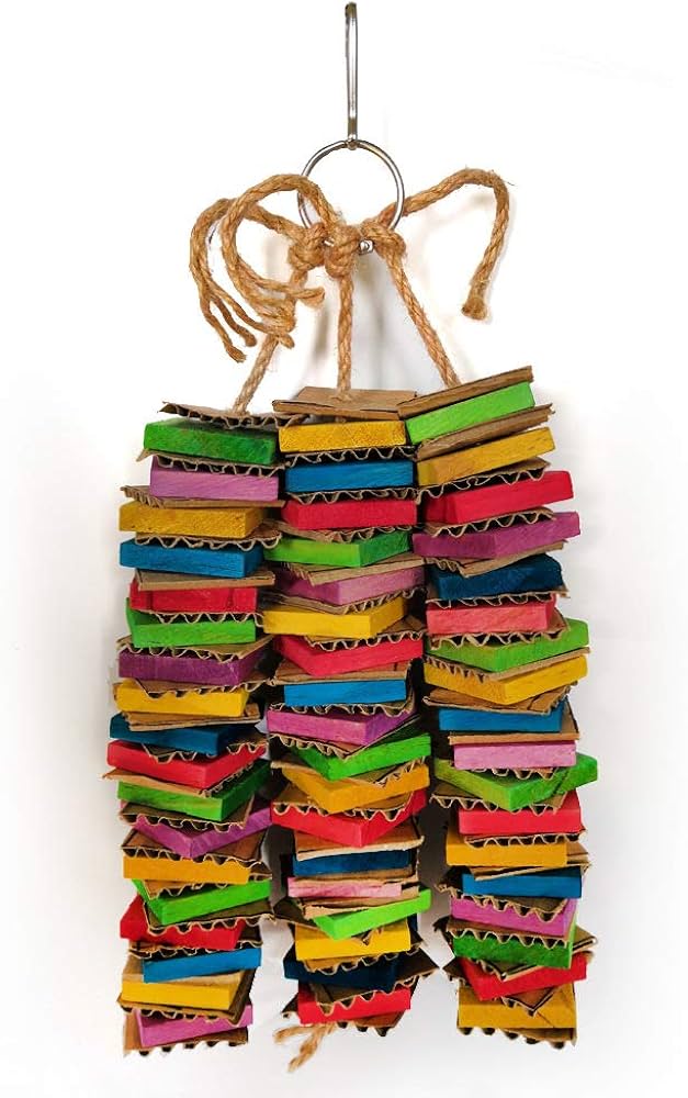 Bird Toys Parrot Toys For Large Birds Cardboard Big Bird Toys Natural Wooden Bird Cage Chewing Toy 1Pcs Three Skewers
