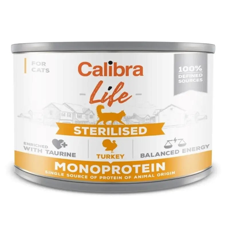 Wet cat food Calibra Life Sterilised Turkey 200 g — adult, monoprotein, gluten‑free