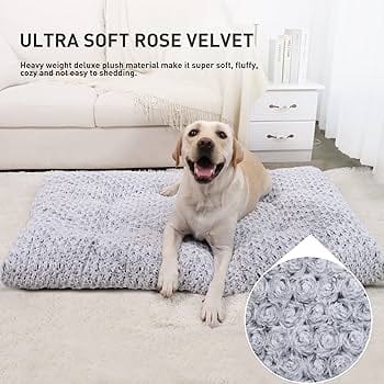 Deluxe Plush Comfy Kennel Pad, Anti-Slip Bottom,Deep Sleeping Mat for Medium Dogs,Machine Washable for Easy Cleaning