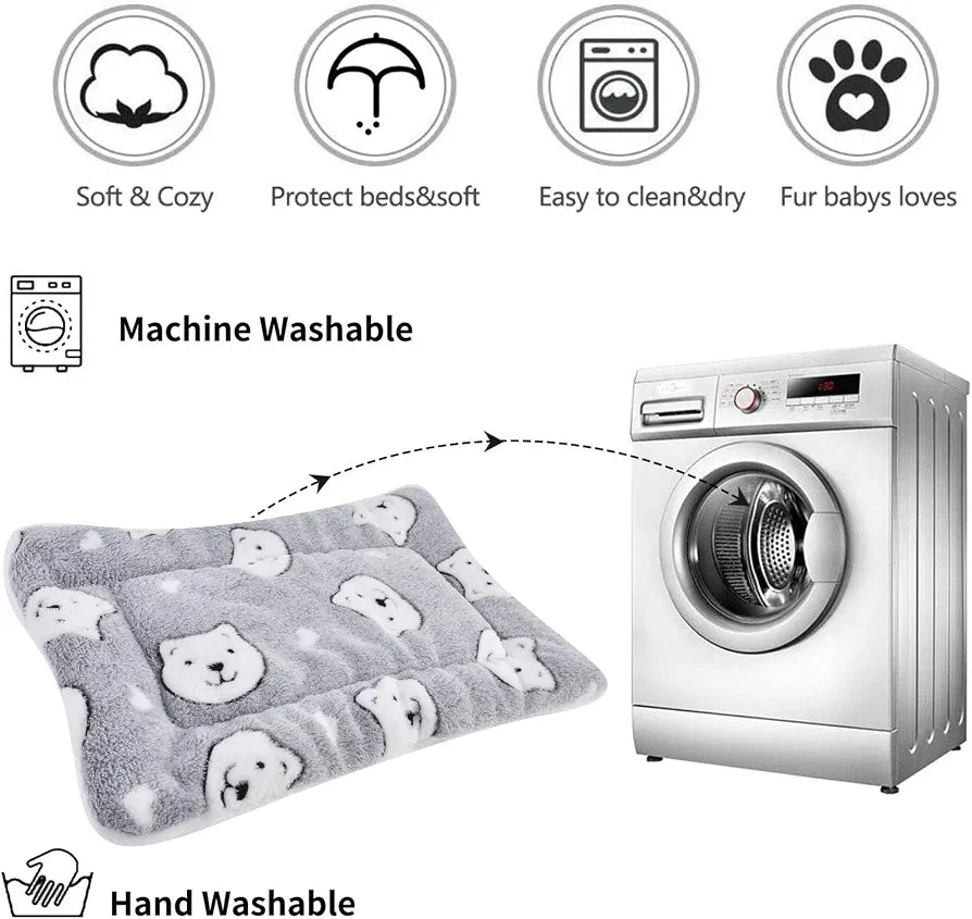 Warm winter pet blanket bear print grey