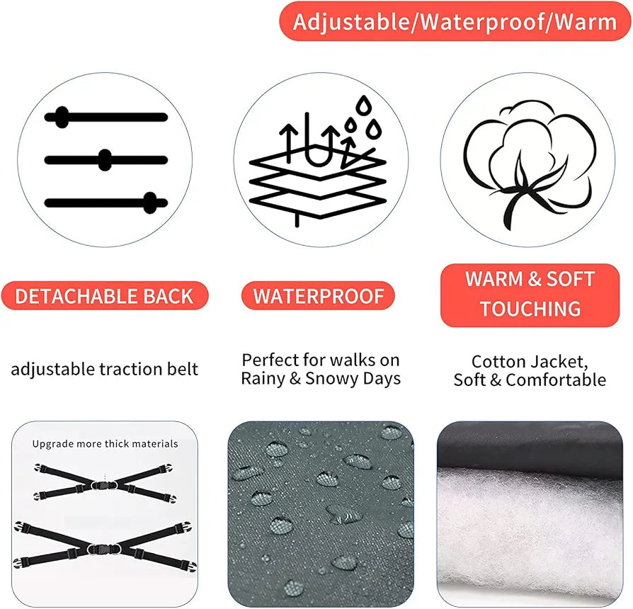 Dog waterproof Winter Jacket with Harness and Fur Collar, Winter Dog Coat