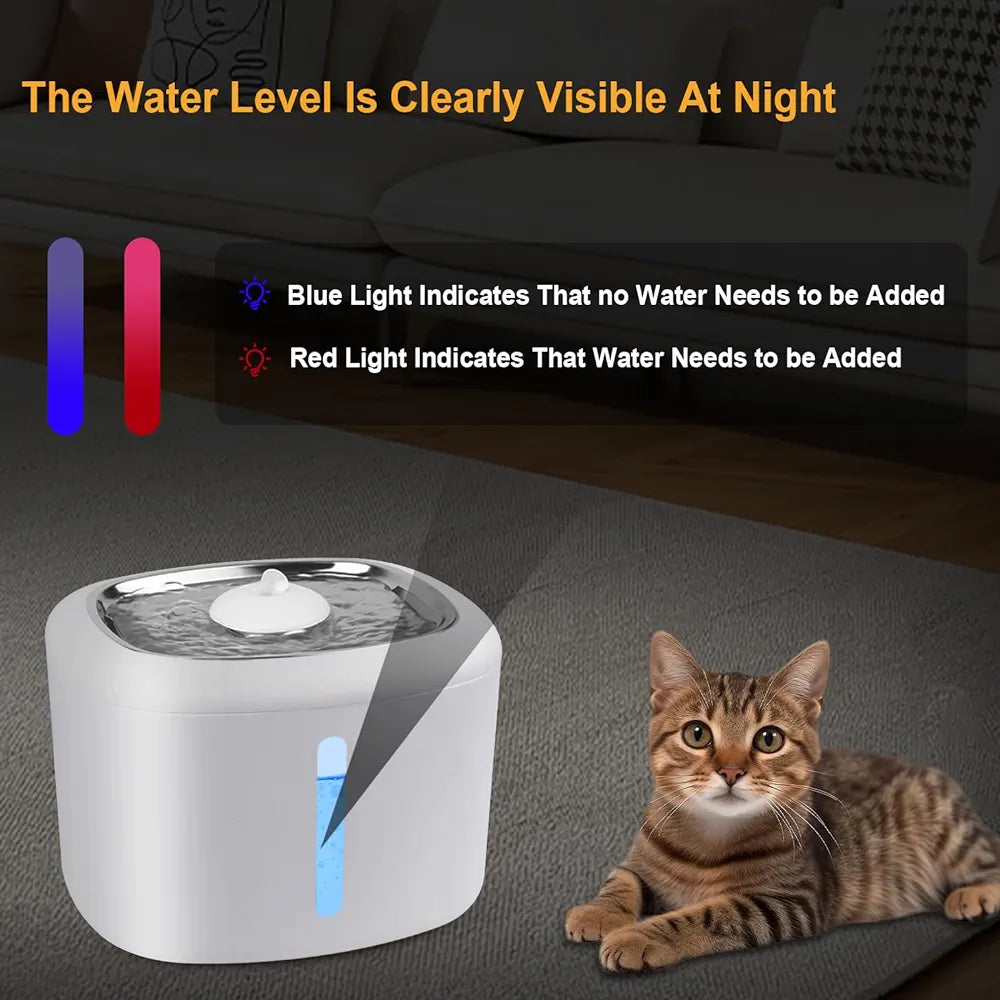 Cat Water Fountain, Stainless Steel Drinking Tan