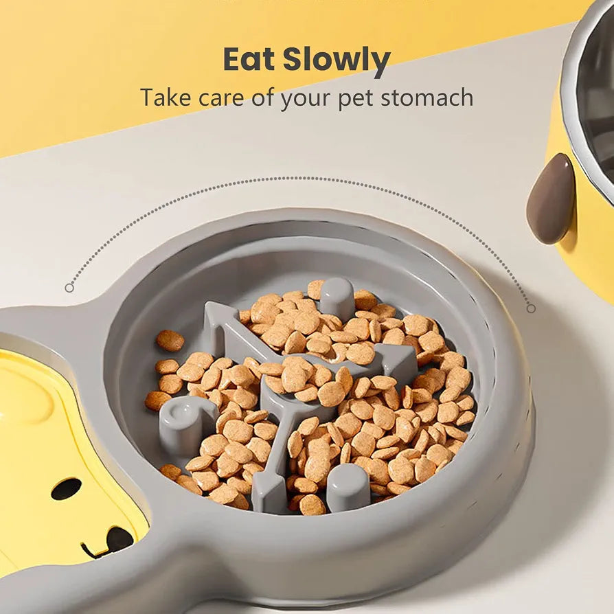 New 2026 Slow Feeder Dog Bowls,3 in 1 Cat Dog Tilted Food and Water Bowl