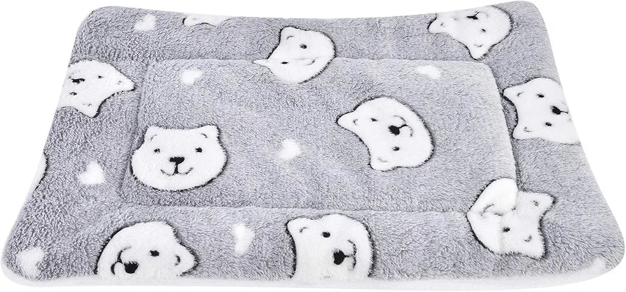 Warm winter pet blanket bear print grey
