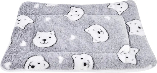 Warm winter pet blanket bear print grey
