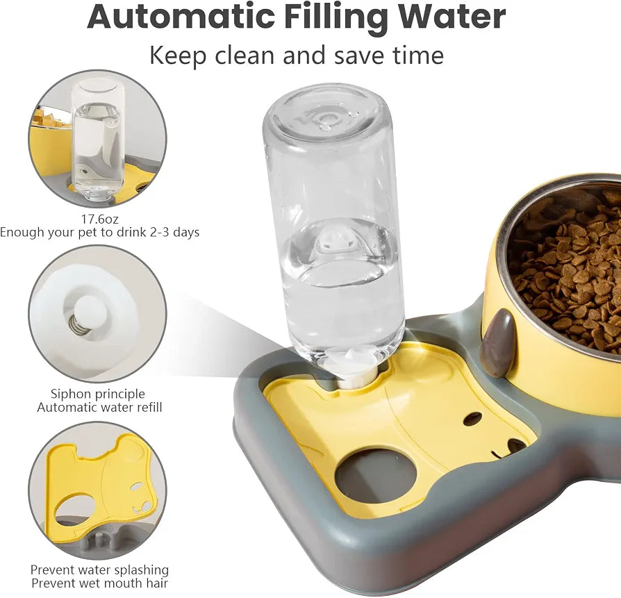 New 2026 Slow Feeder Dog Bowls,3 in 1 Cat Dog Tilted Food and Water Bowl
