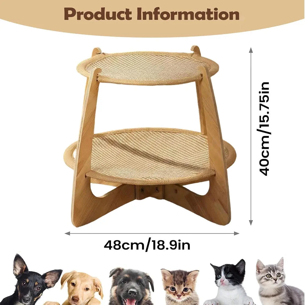 Large Double-Layer Wooden pet Bed – Breathable