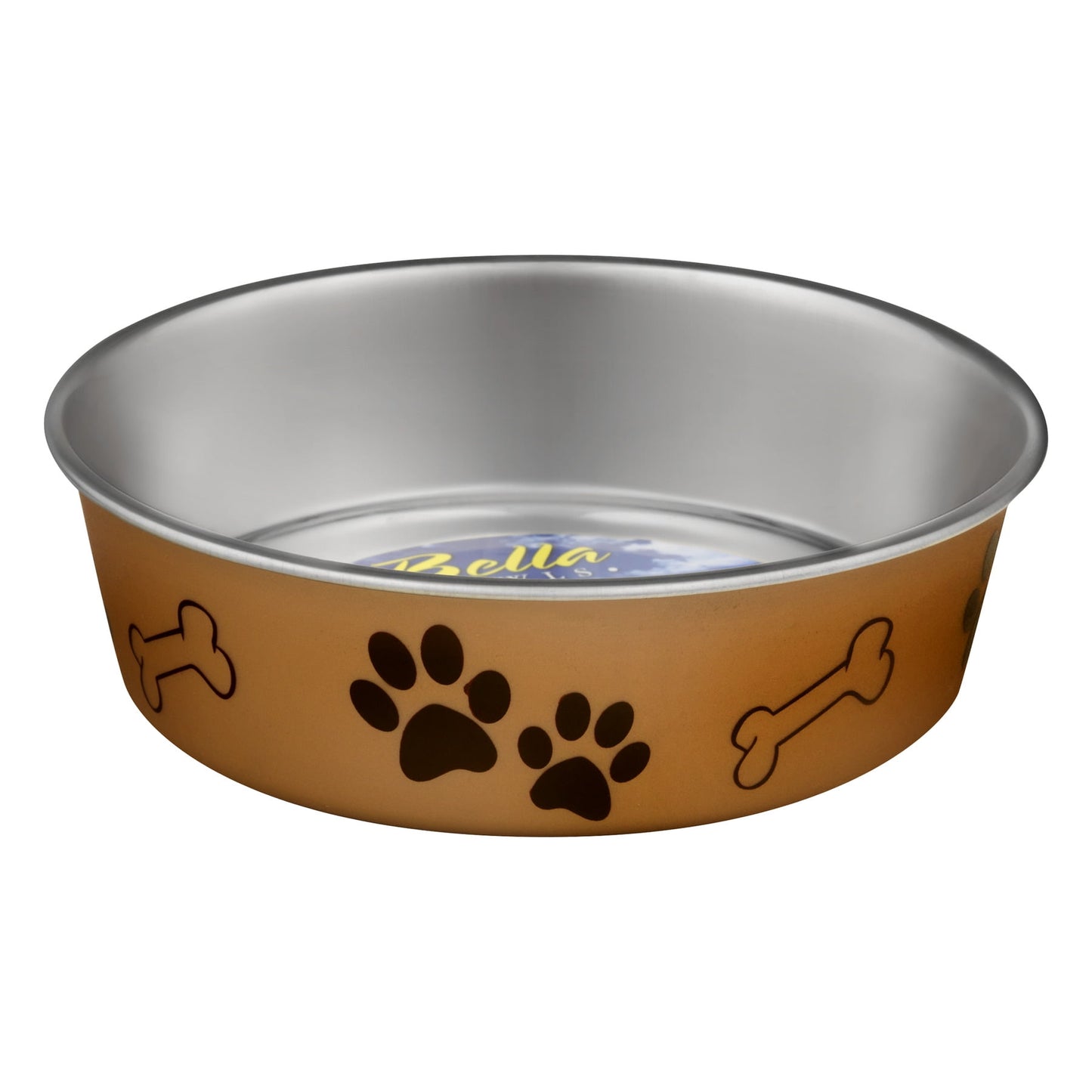 Loving Pets Bella Bowl Medium Champagne, Stainless Steel Interior