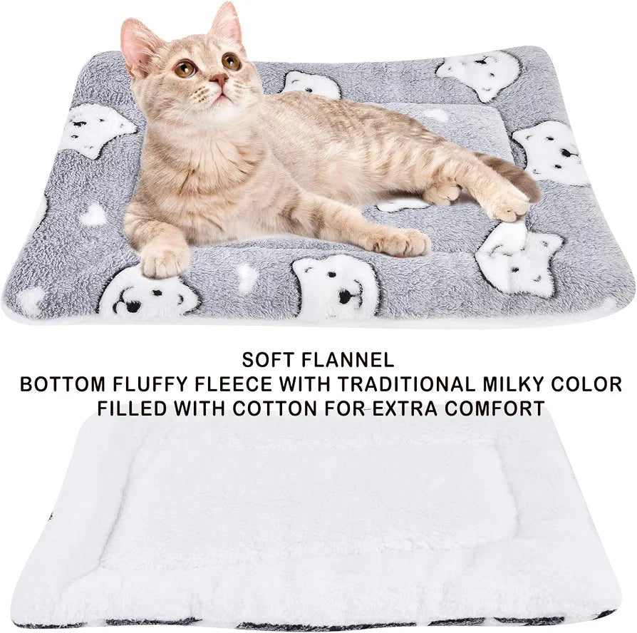 Warm winter pet blanket bear print grey