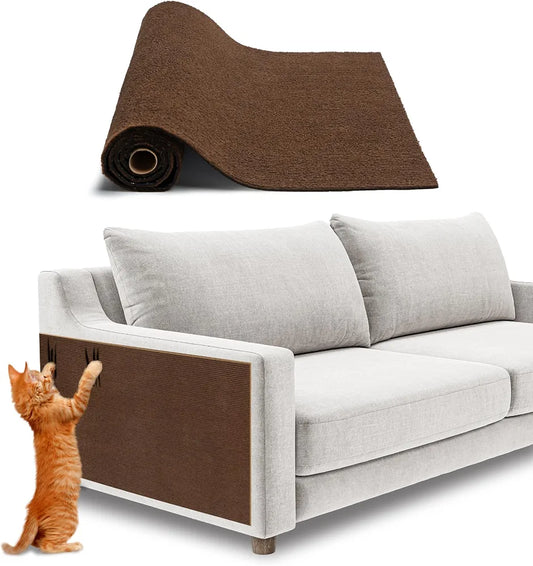 Self-Adhesive, Trimmable Cat Scratch Pad Cover - Carpet, Sofa, Floor & Wall Protector / brown