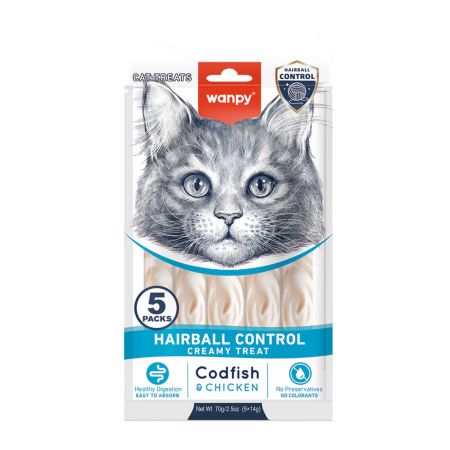 Wanpy Cat Codfish & Chicken Treats for Hairball Control