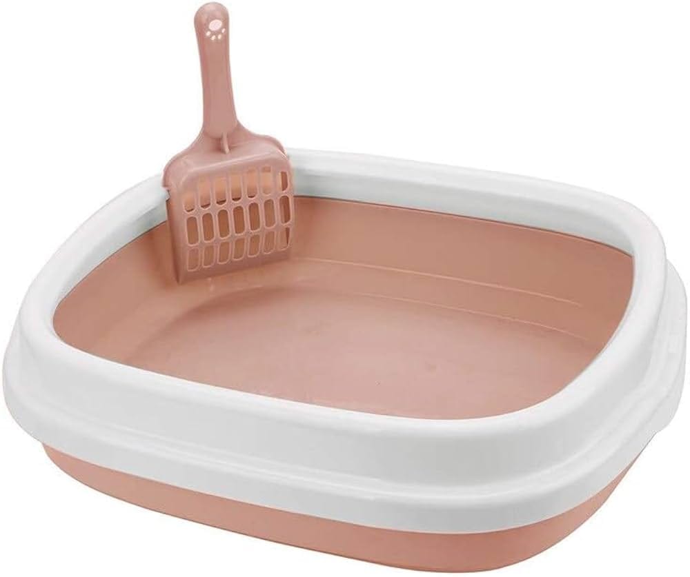 Semi enclosed Cat Litter Box Tray with Free Scooper 40*32*10cm
