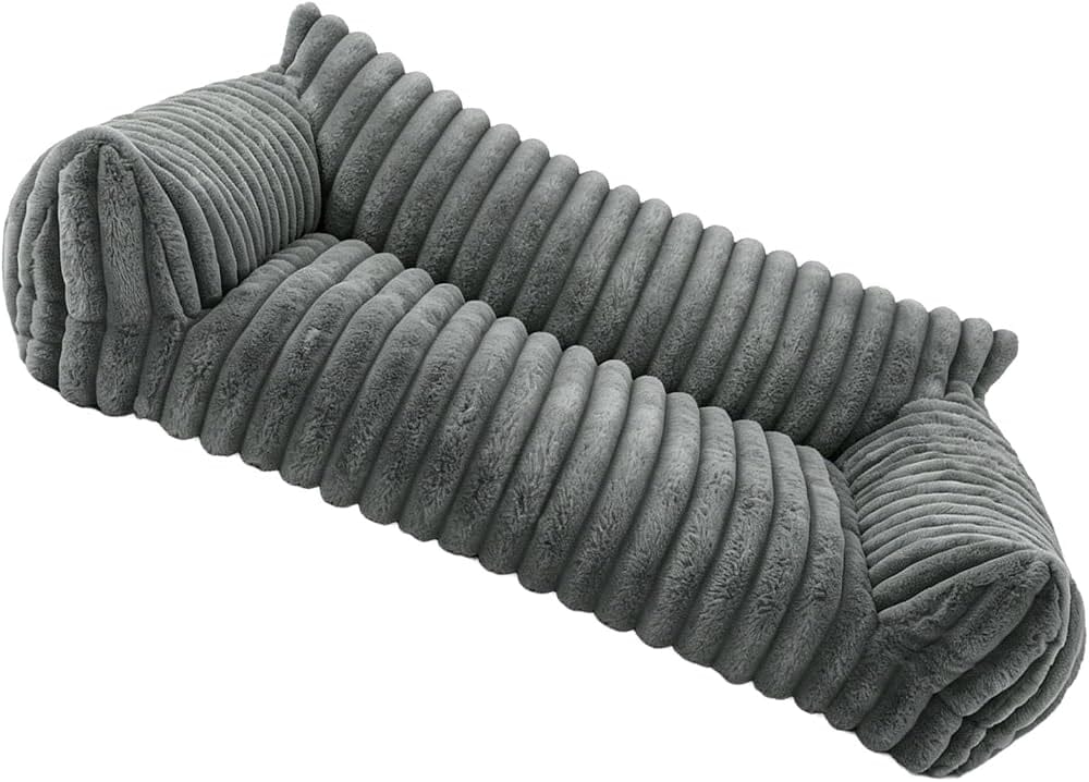 Soft Plush Fabric with High Elasticity Filling, Orthopedic Pet Couch ( Grey)