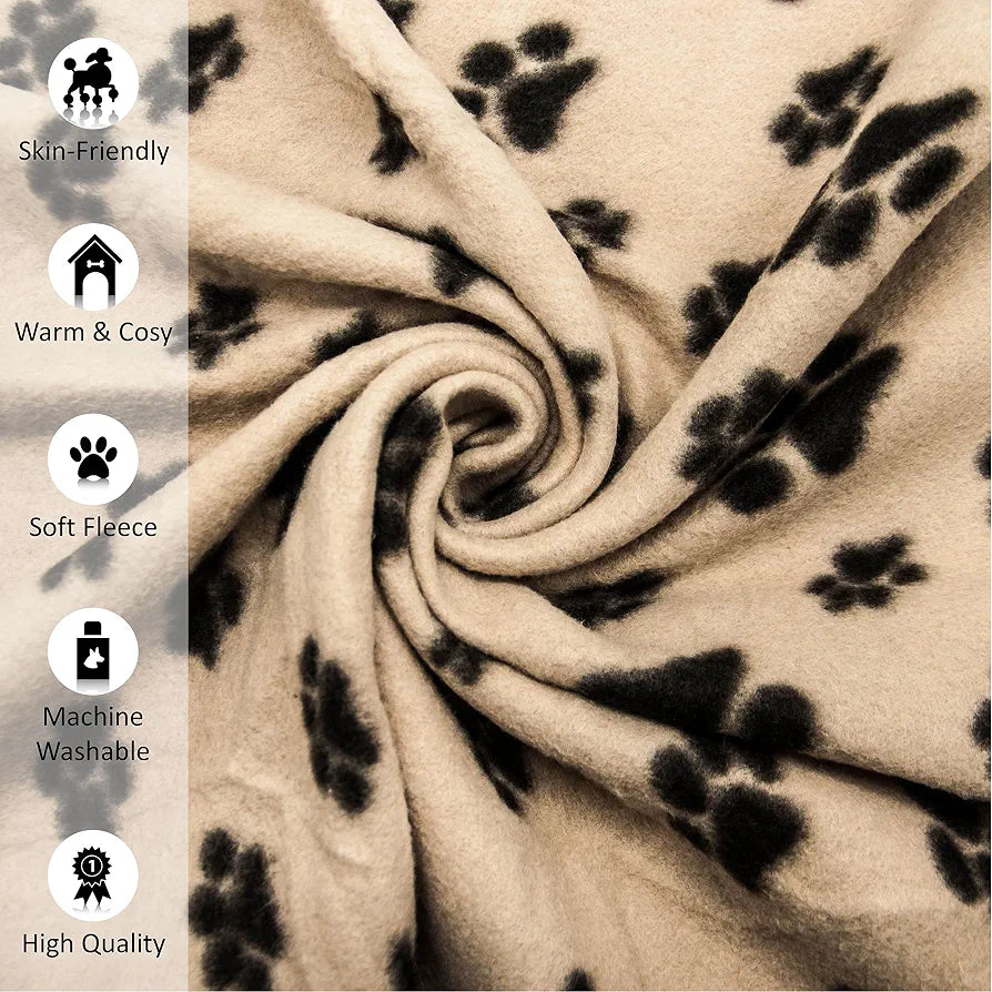 Soft Warm Dog Fleece Animal Pet Blankets with Paw Prints – Cat, Puppy &amp; Dog Blankets Washable Bed Travel&nbsp;