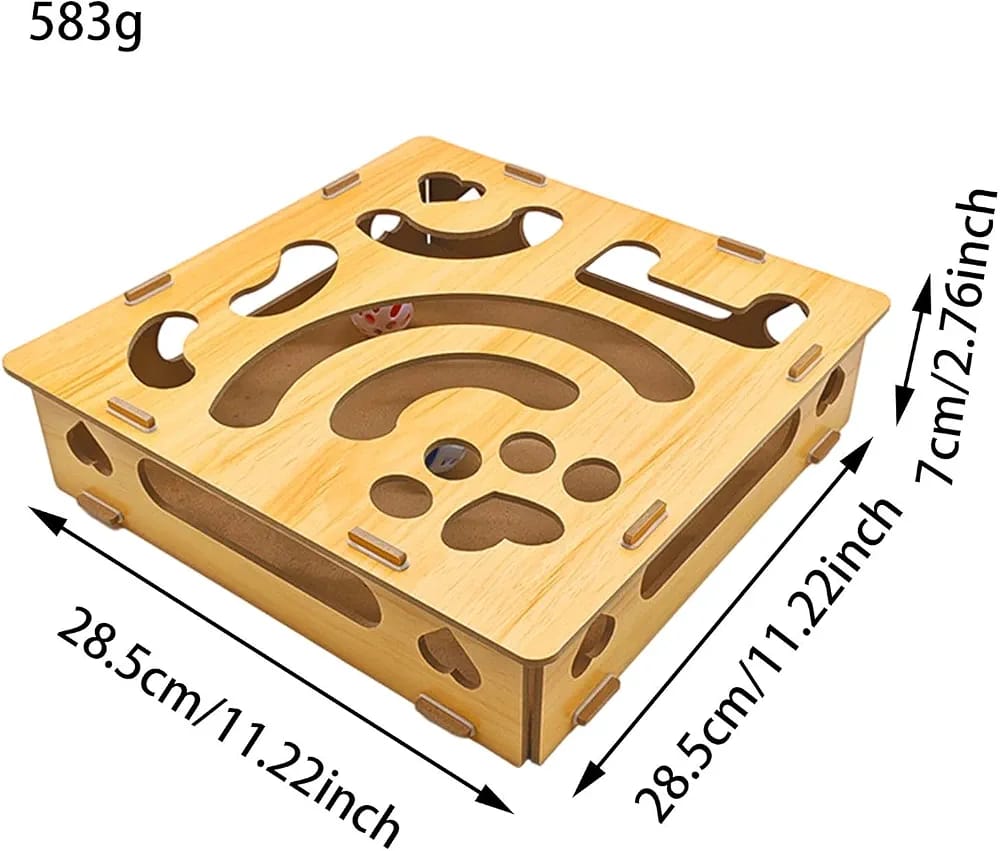Cat Scratch Puzzle Enrichment Box,Interactive Cats Nail File Box Stress Free Alternative To Clippers And Grinders,Wooden Scratch Enrichment Box for Kitten, Indoor Cats Scratching