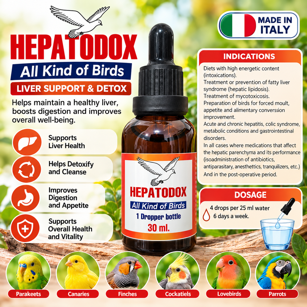 Hepatodox Bird Liver Support & Detox – 30ml