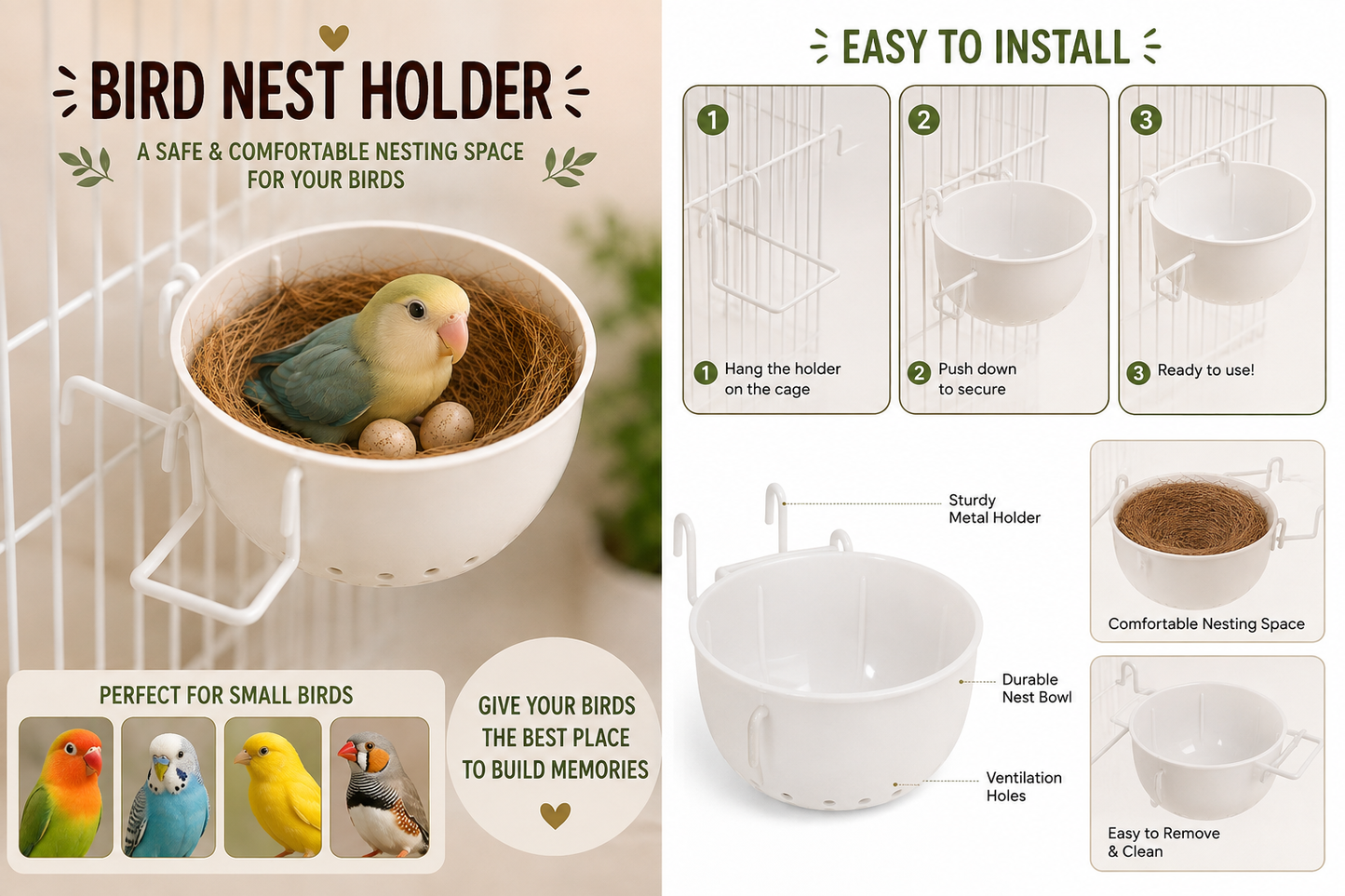 Plastic bird nest relax italian style