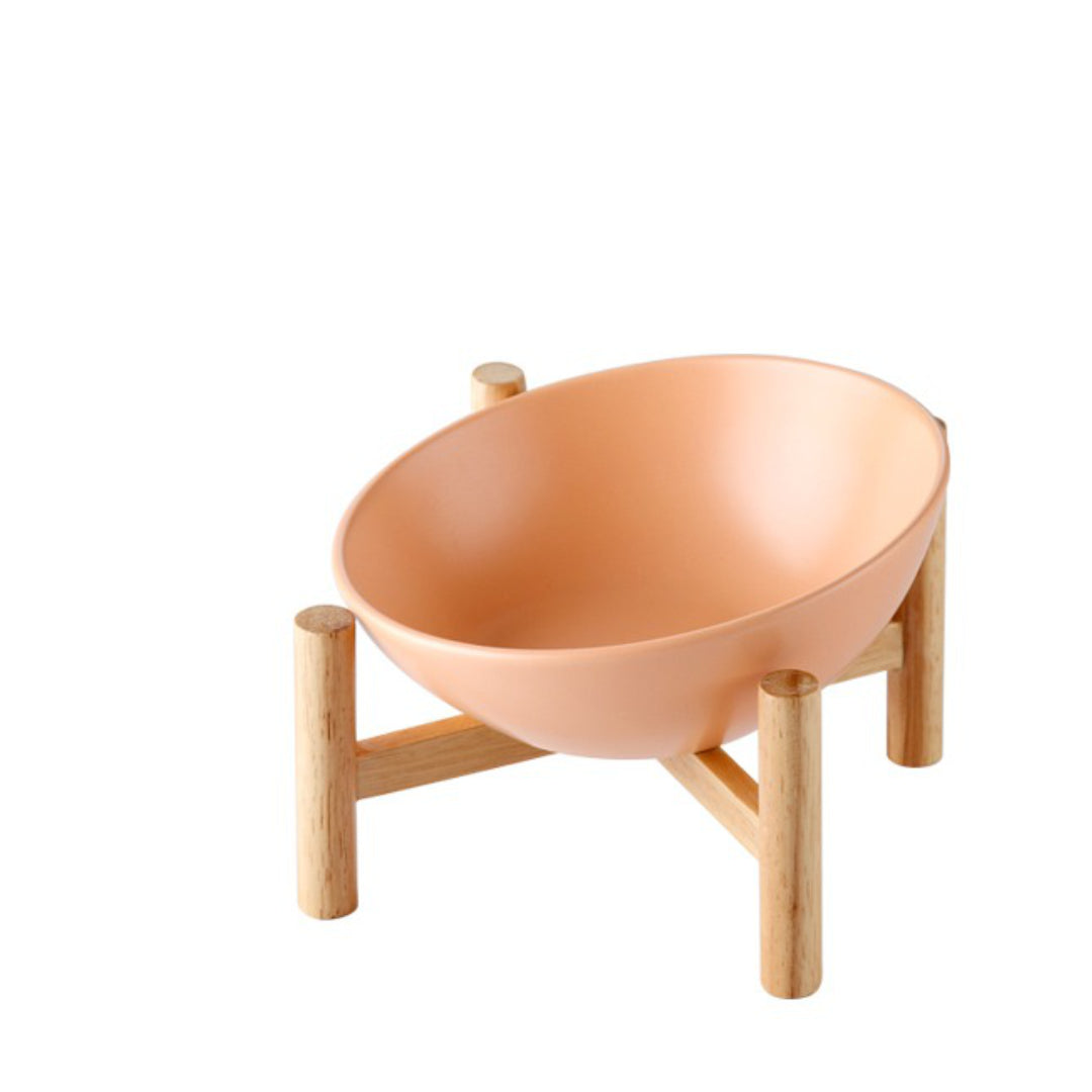 Tilted Food Bowl with wooden stand
