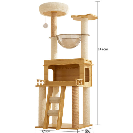 Elegant Multi-Level Cat Tree with Cozy Hideaway and Plush Perches