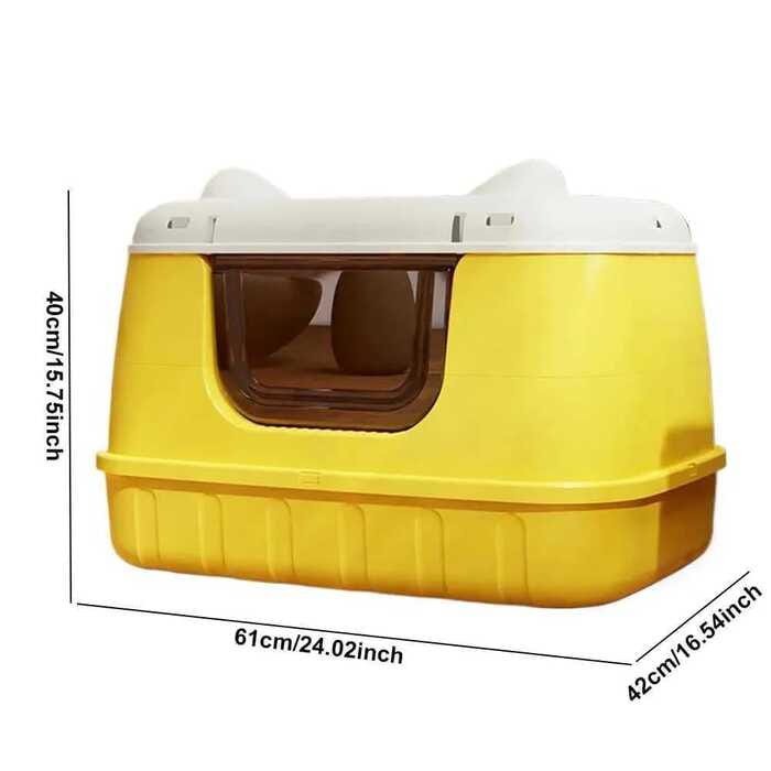 Extra large enclosed cat litter box grey color