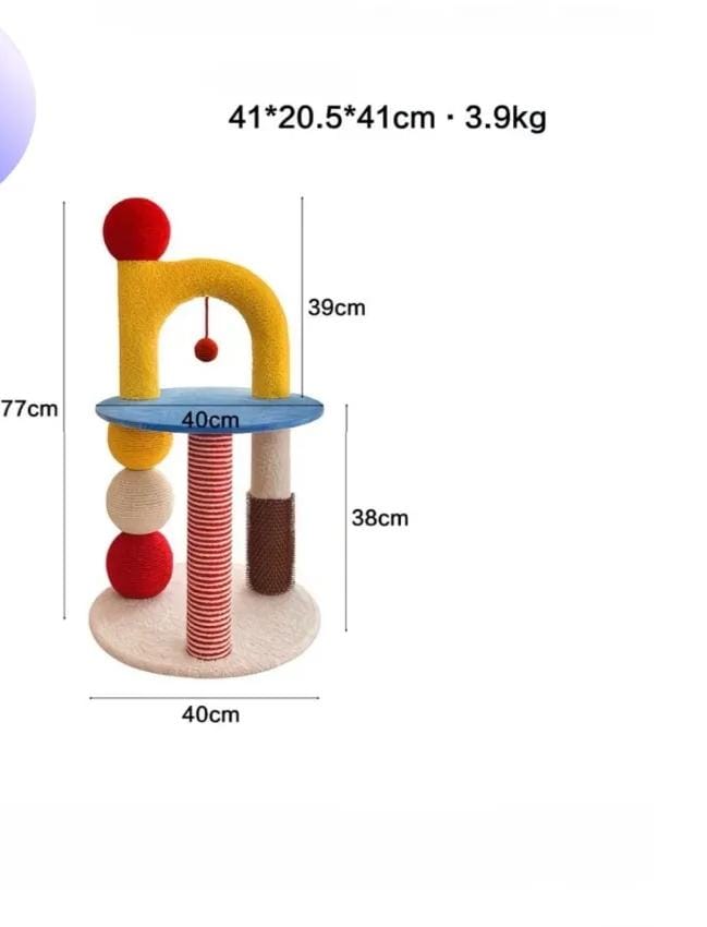 Cat Tree With 2 Tier Platforms Scratching Balls Climbing Posts Scratchers Pads Colorful Cat Playground