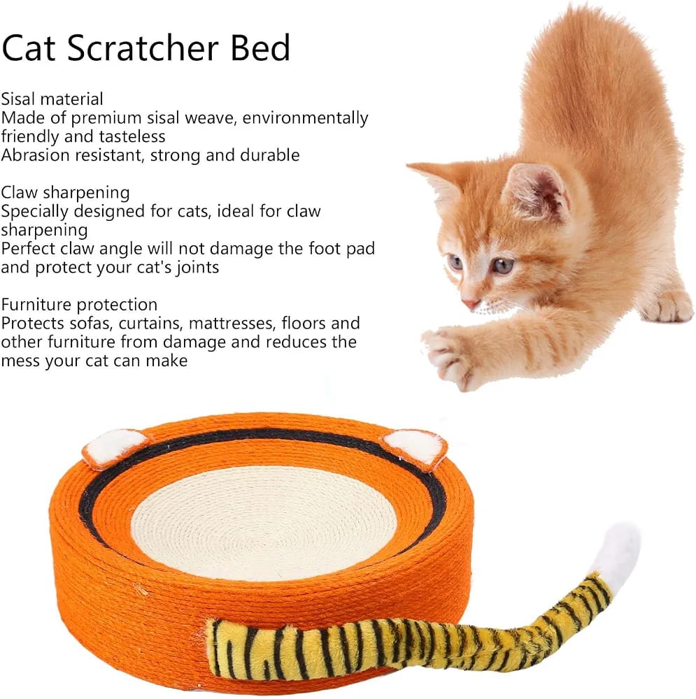 Sisal Round Shape Cat Scratcher Lounge Bed, Cat Sleepin