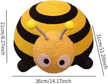 Cat Scratching Ball Scratching Pad for Furniture Protection, Cute & Comfortable Toy, Lightweight Sisal Rope Scratcher Board for Kittens & Cats, Playful Design (bee