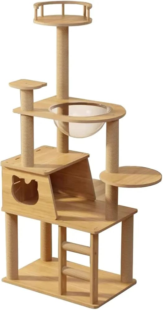 Modern Cat Tower for Indoor Cats,Cat Condo, Scratching Posts, Hammock.Large size woodiness. (Size : XXX-Large)