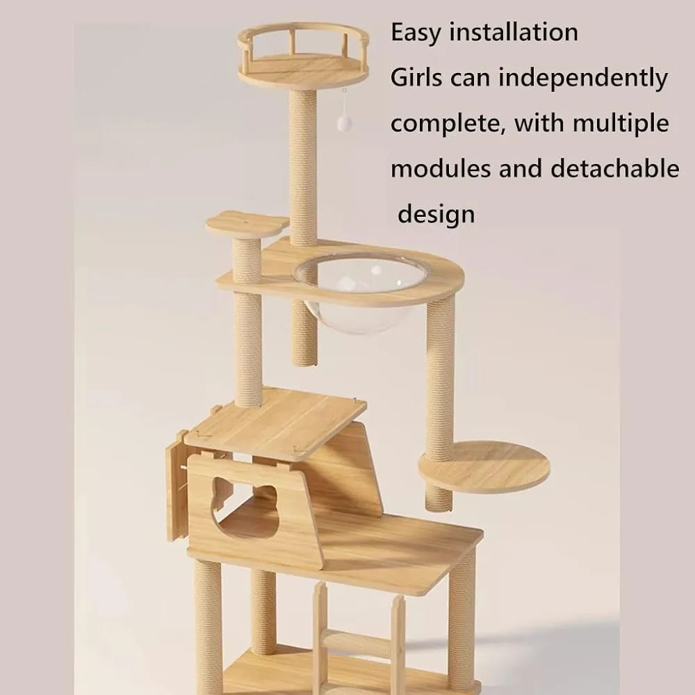 Modern Cat Tower for Indoor Cats,Cat Condo, Scratching Posts, Hammock.Large size woodiness. (Size : XXX-Large)