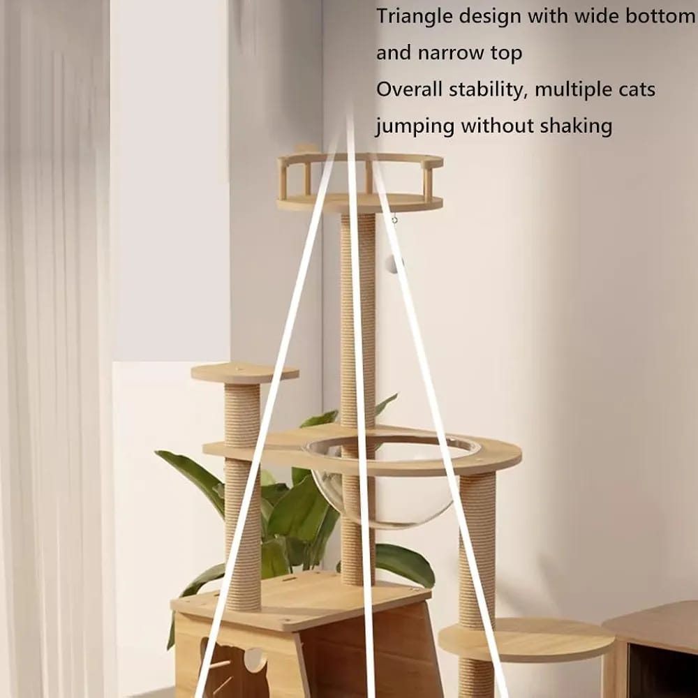 Modern Cat Tower for Indoor Cats,Cat Condo, Scratching Posts, Hammock.Large size woodiness. (Size : XXX-Large)