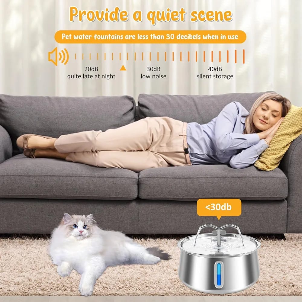 Dog &cat high quality stainless steel foutain ultra quiet 4L