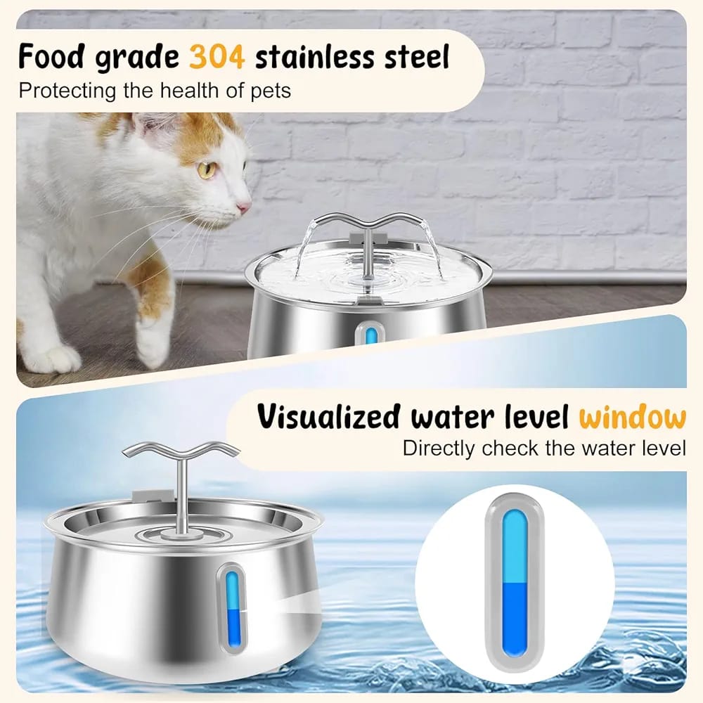 Dog &cat high quality stainless steel foutain ultra quiet 4L