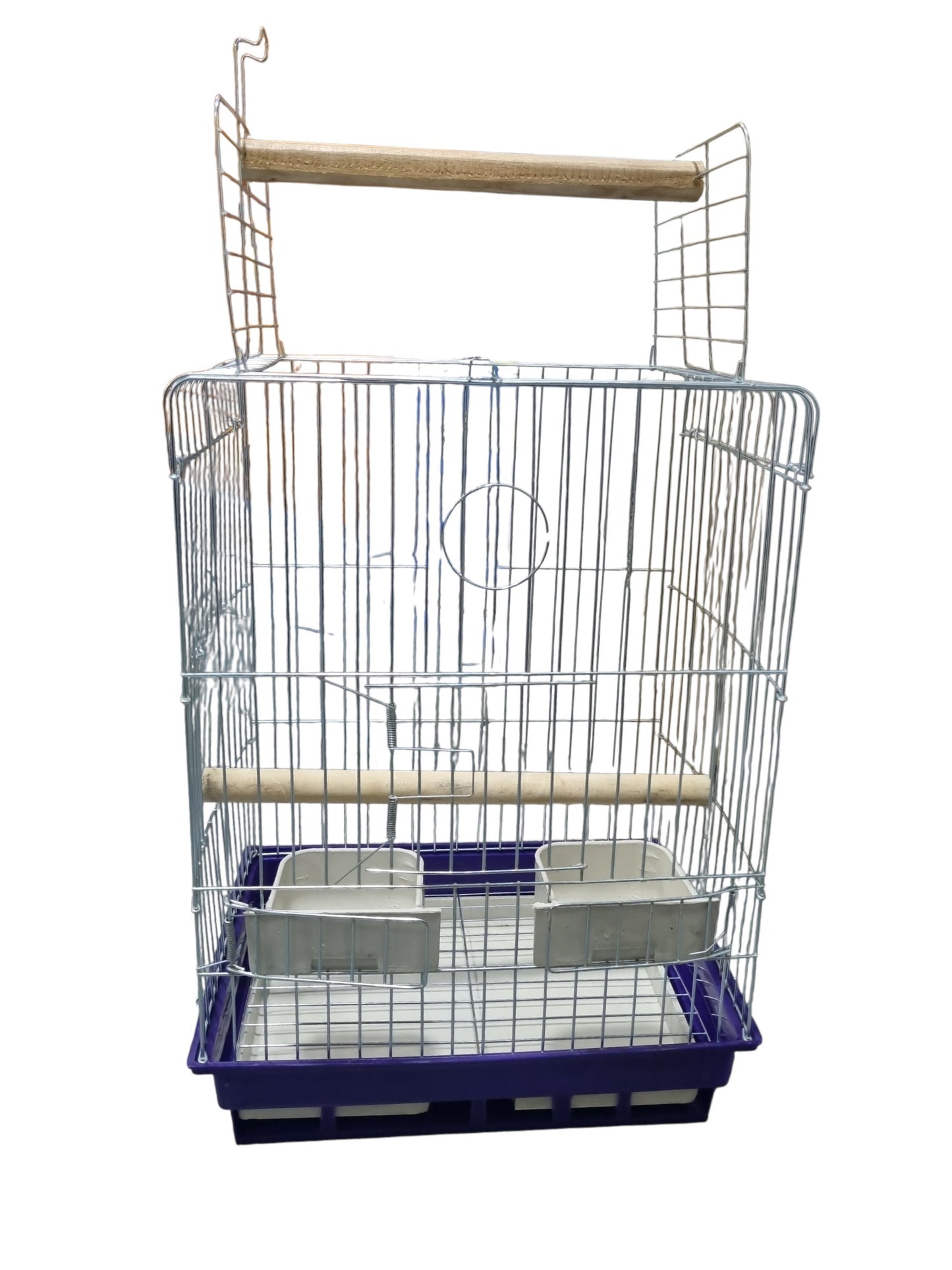 Spacious Bird Cage with Wooden Perches & Feeding Cups