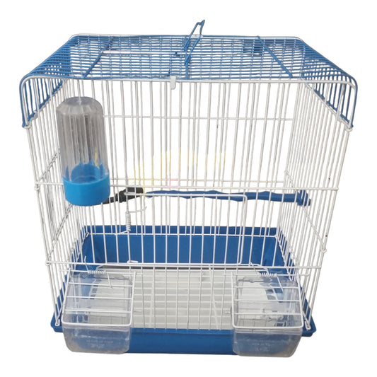 Bird Cage with 2 Feeders & Water Bottle – Blue & White