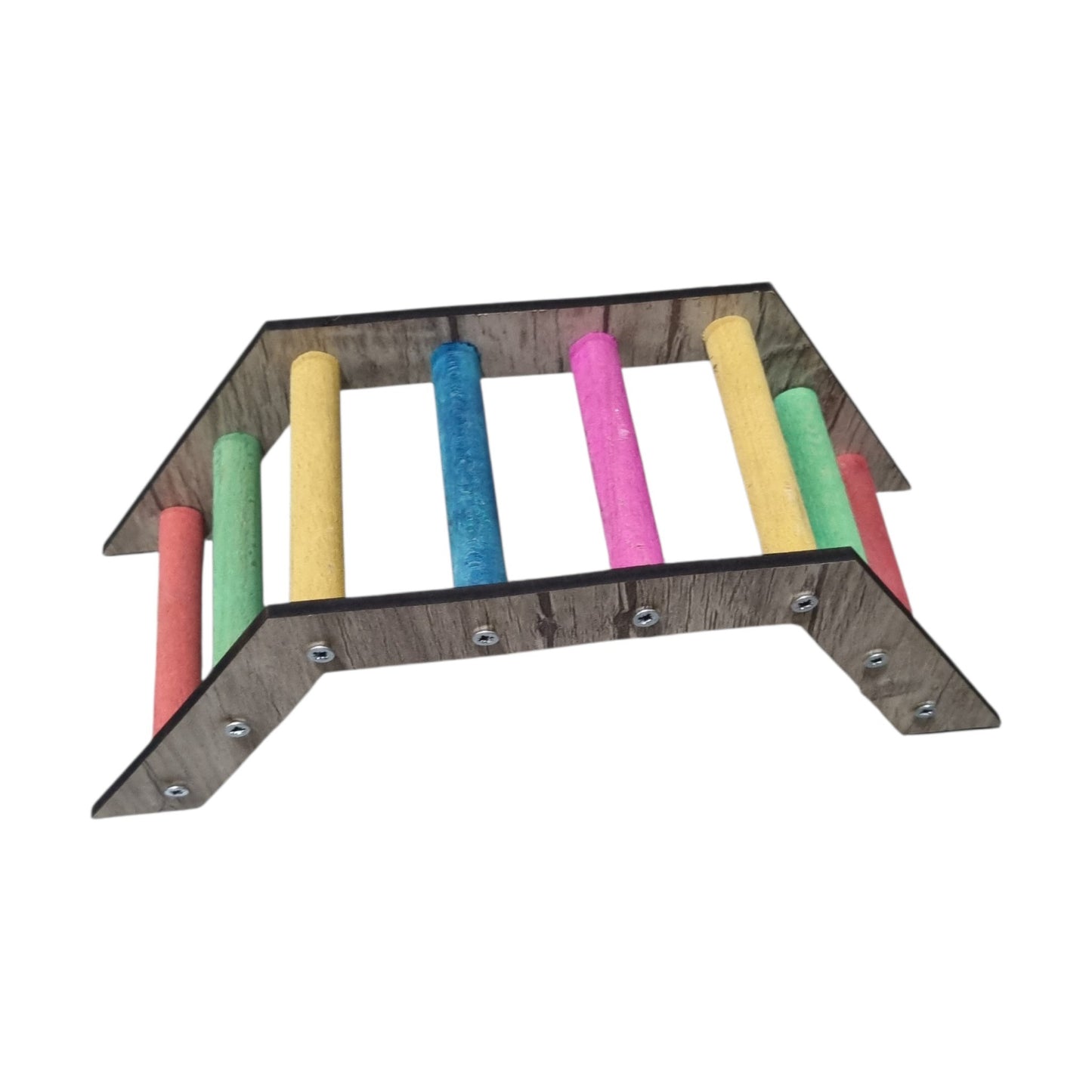 Colorful Wooden Bird Ladder Perch – Climbing & Exercise Toy