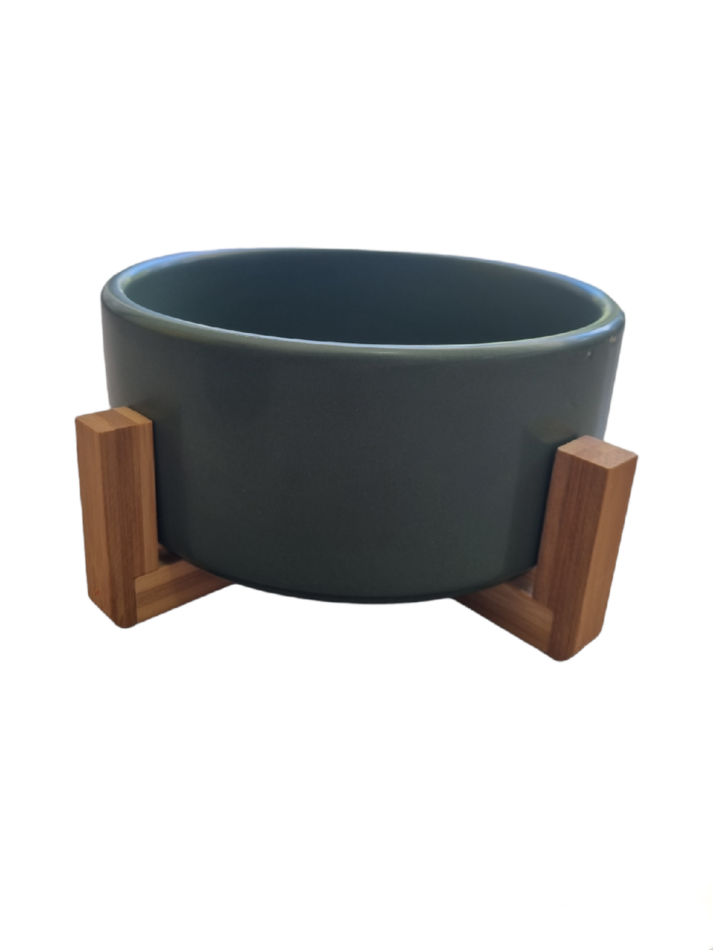 Pet bowl ceramic with wooden stand ( Medium)