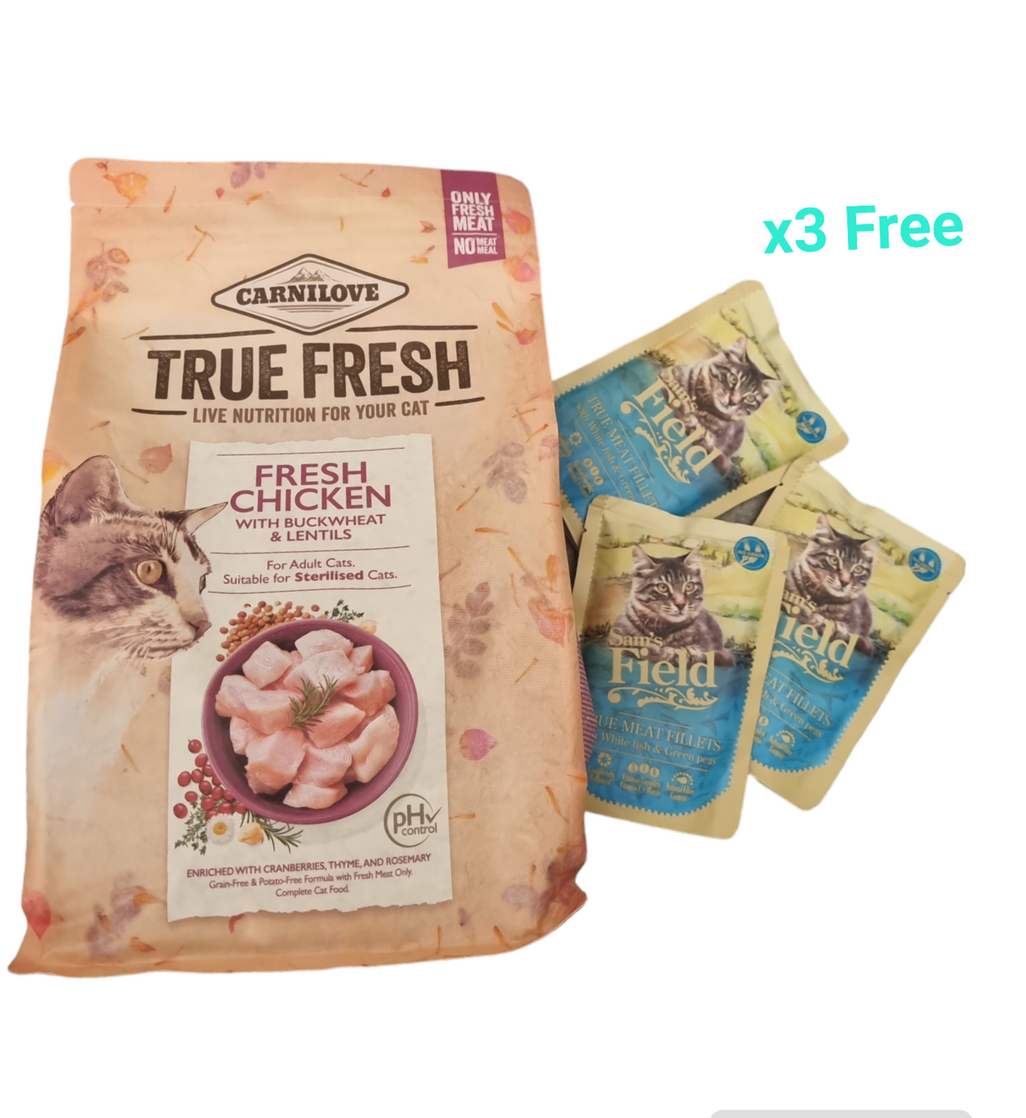 Carnilove true fresh 2kg+ 3 free sams field pouches