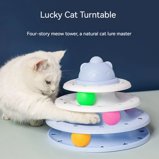 Cat Toy Tower Turntable Roller Balls Toys Interactive Intelligence Training Track Puzzle Funny Games