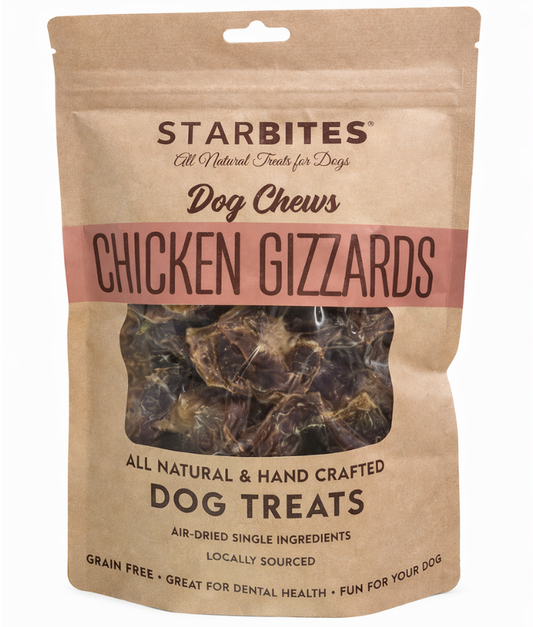 All Natural - Chicken Gizzards - Starbites Dog Chews , Grain-Free, Air-Dried 50g