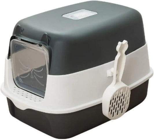 Enclosed Cat Litter Box with Hooded Design – Spacious Covered Cat Toilet with Removable Bedpan, Easy-Clean Drawer, Odor-Control System, Anti-Tracking, for Small & Large Cats