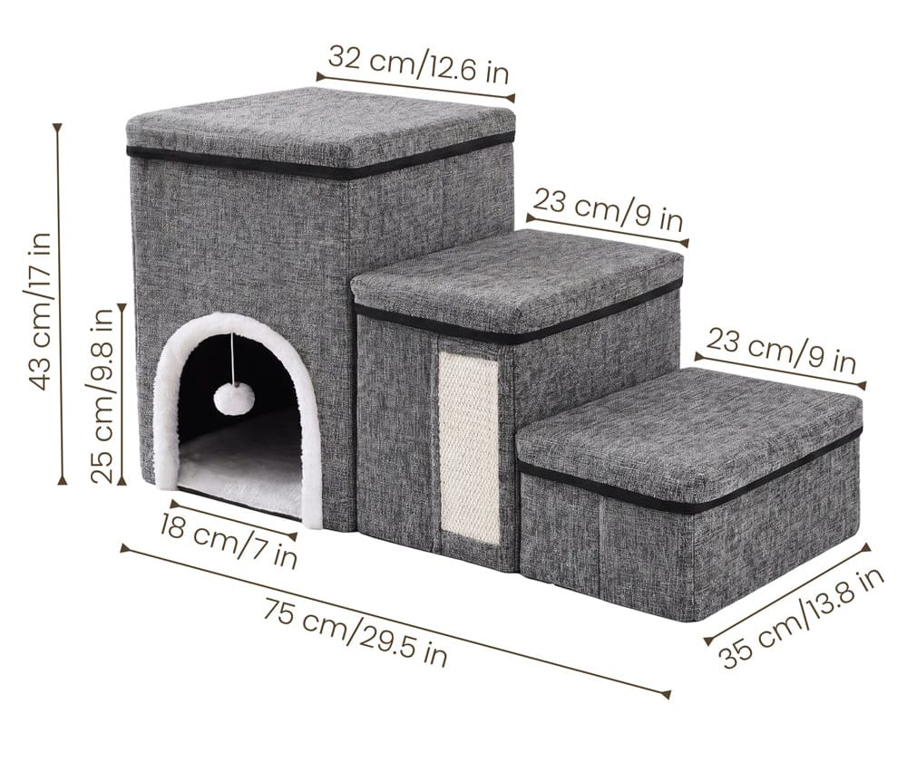 Foldable Pet Stairs for Bed & Couch with Storage