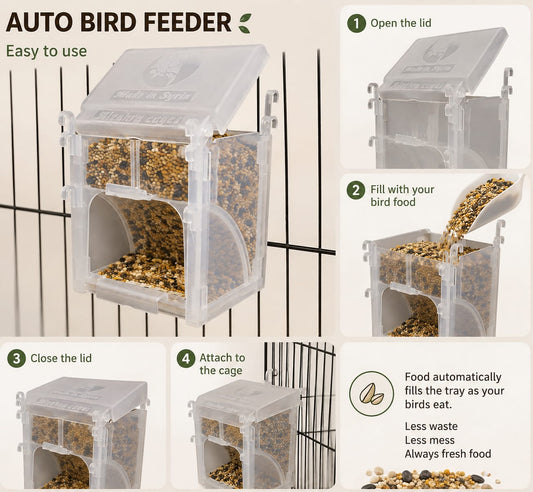 transparent plastic automatic bird feeder