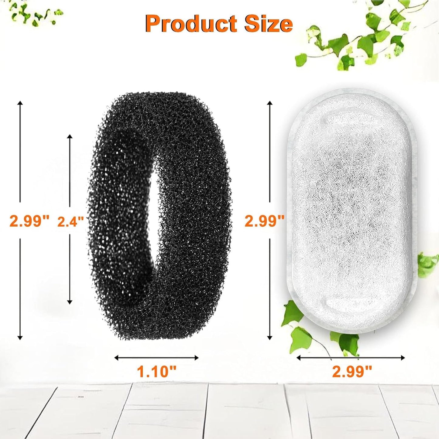 Cat Water Fountain Filters, 4 Filters+4 Sponge Replacement Filters for 108/3.2L and 67oz/2LStainless Steel Pet Water Dispenser for Dog (4 Sets