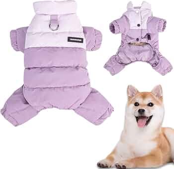 Winter Dog Coat with Stand Collar,Windproof Waterproof Warm Dog Jacket for Cold Weather, purple