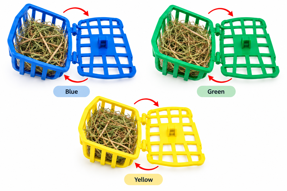 basket designed to hold hay, straw, and natural nesting material for birds.
