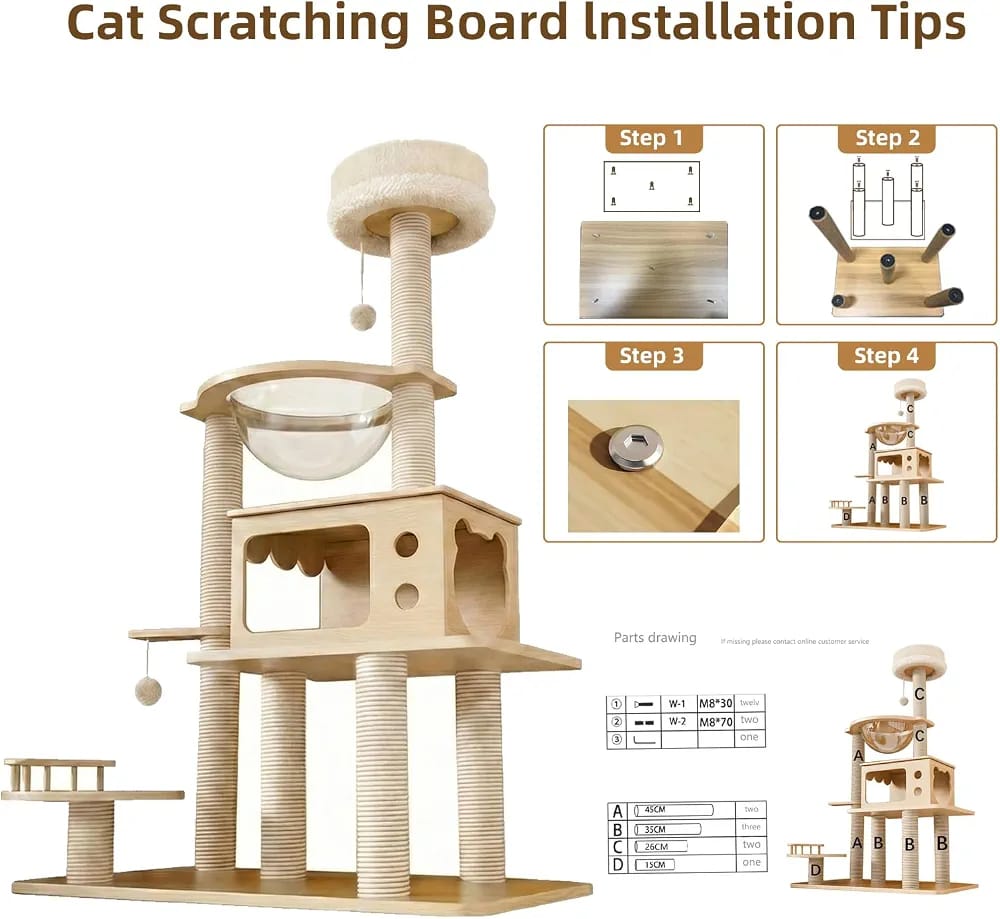Modern cat Climbing Frame, Multifunctional cat Climbing Tower, Safe Climbing and Scratching, Adaptable to Various Home Designs, Providing Comfort and Protection for Cats at Heights